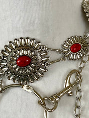 Coral concho silver chain belt