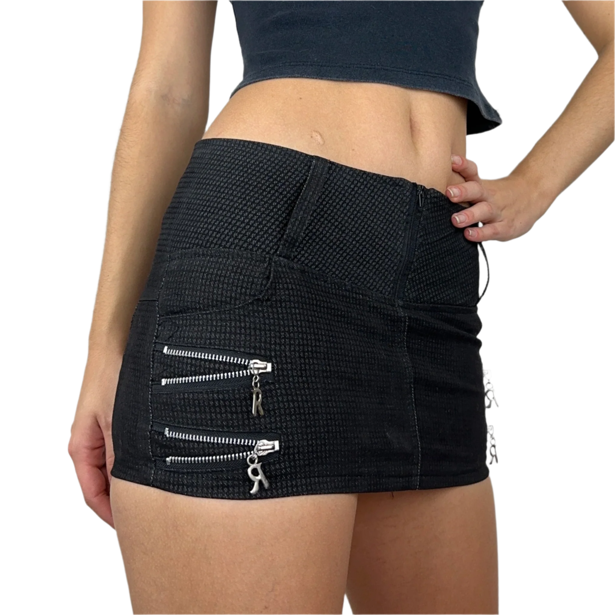 Grunge Zip Mini Skirt (XXS)
