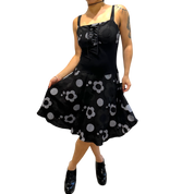 Vintage 2000s Milkmaid Cotton Black Midi Dress (S)