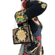 1960s Jade Clasp Tapestry Handbag