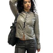 Vintage Soft Gothic Leather Cropped Jacket (S-M)