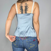Baby Blue Silk Rosette Cami (S)