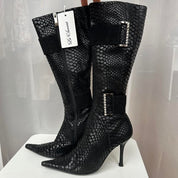 2000s Faux Croc Leather Boots (6)