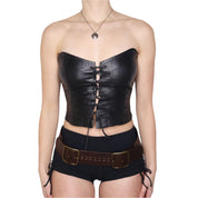 90s Handmade Leather Corset (L) 