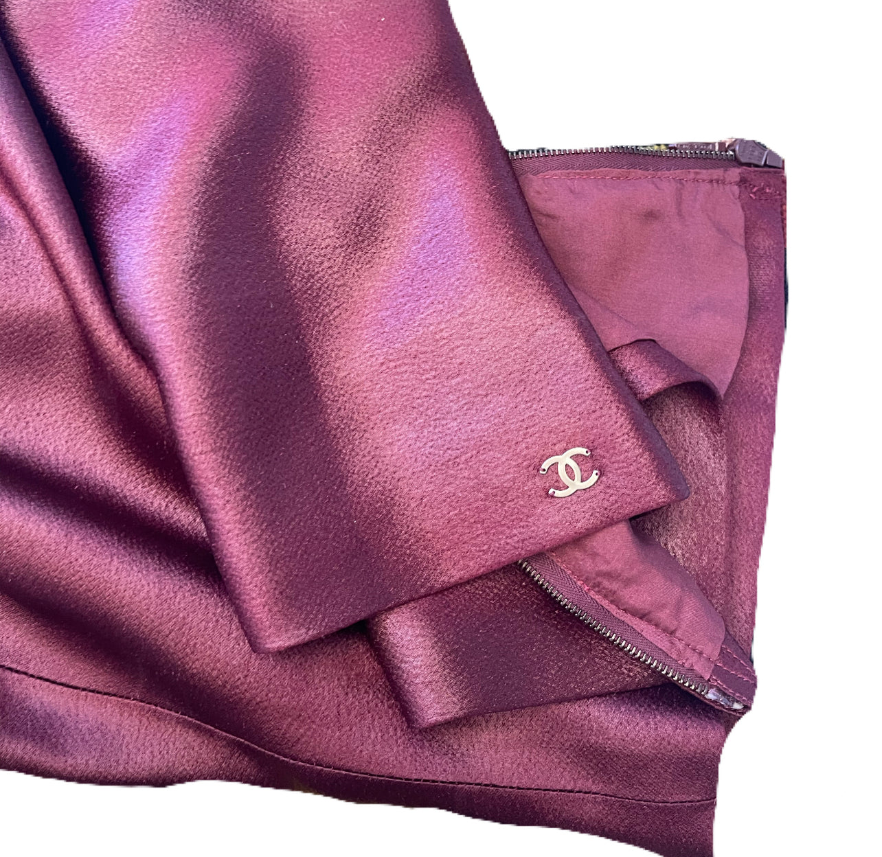 1990s Chanel Burgundy Silk Blouse (M)