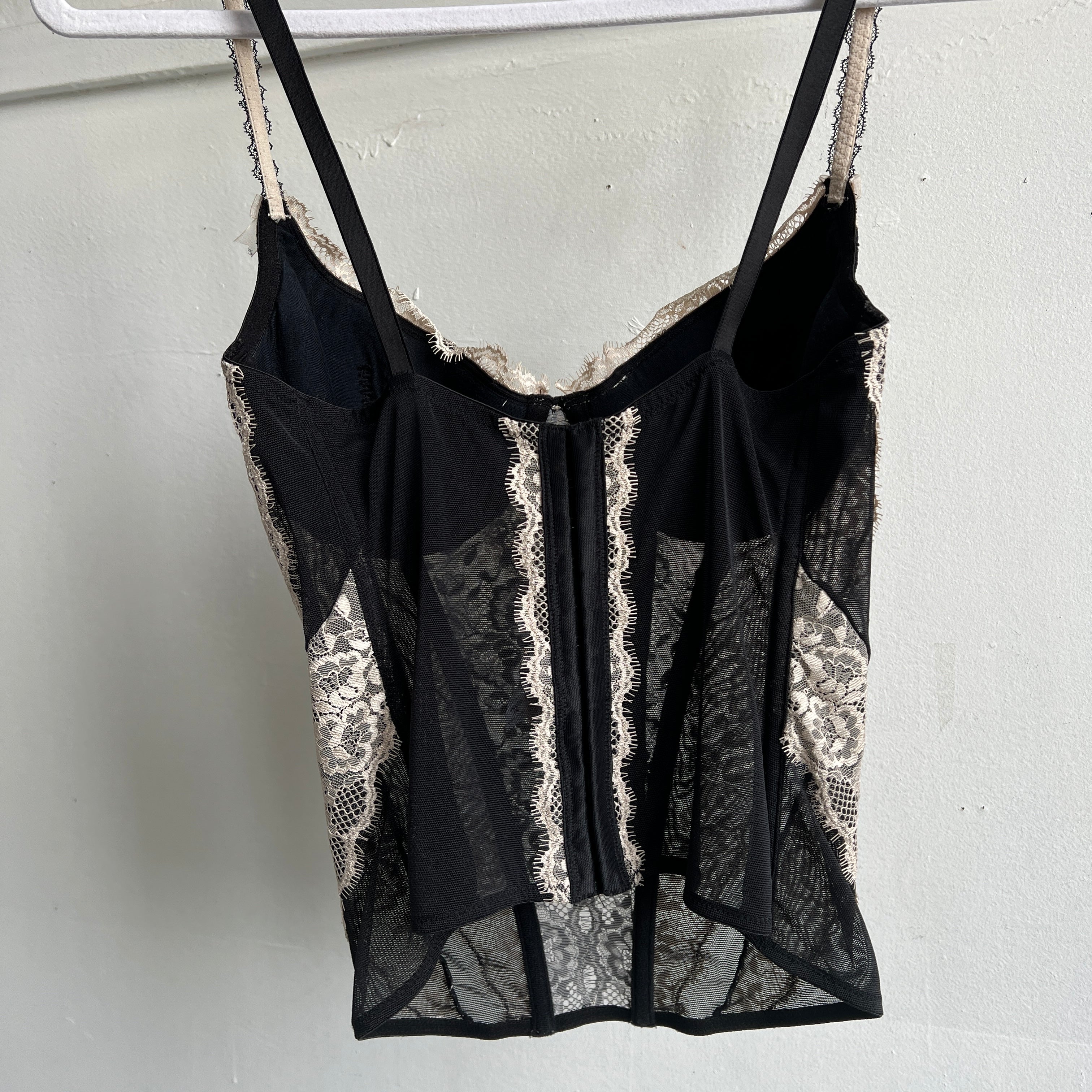 00s black beige lace bustier - 36C