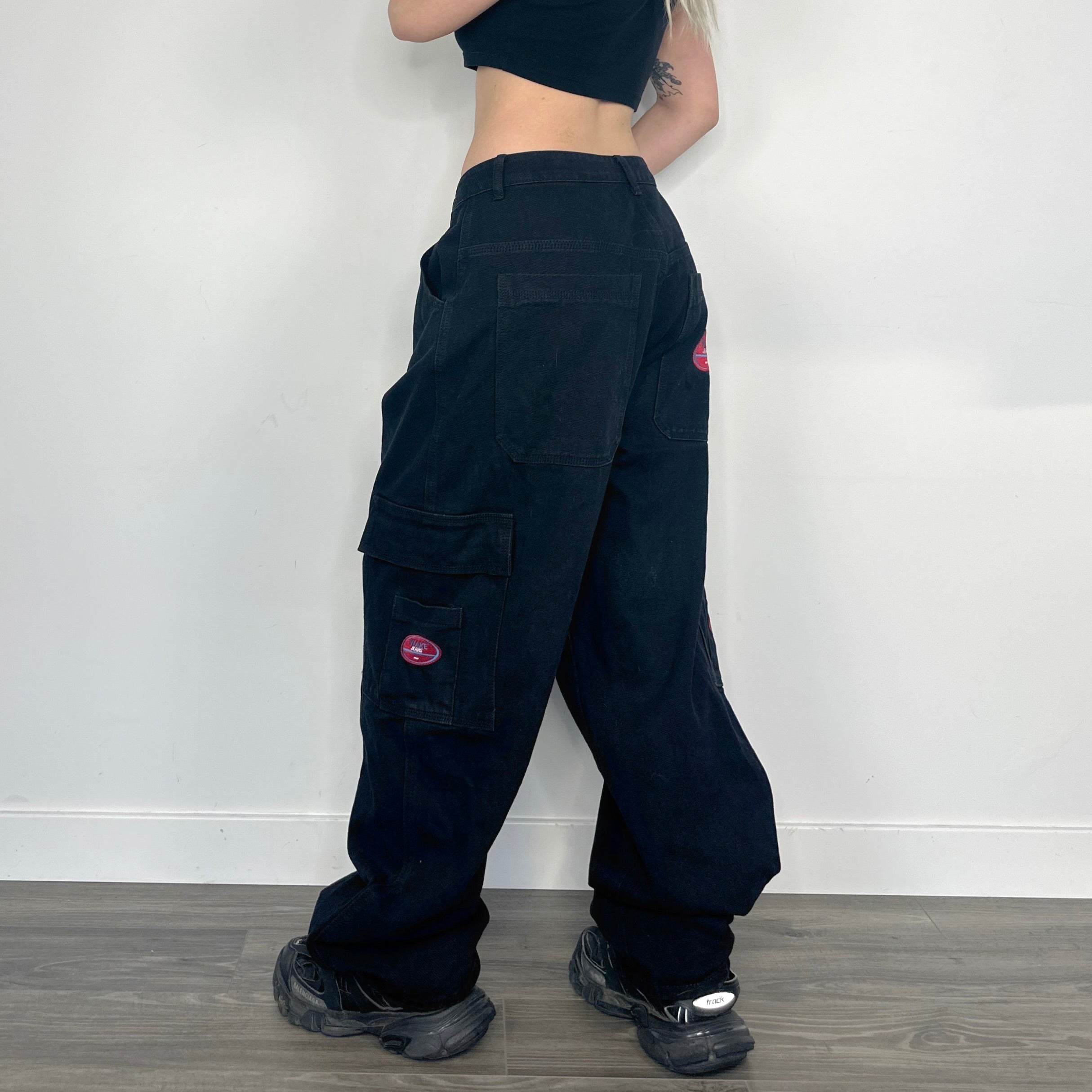 Black Baggy Skater Cargo Jeans (M/L)