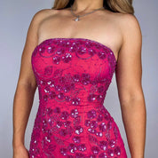 Caché Pink & Orange Beaded Silk Gown (S)
