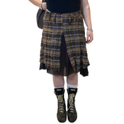 Vintage Plaid Tartan Distressed Midi Skirt (M/L)