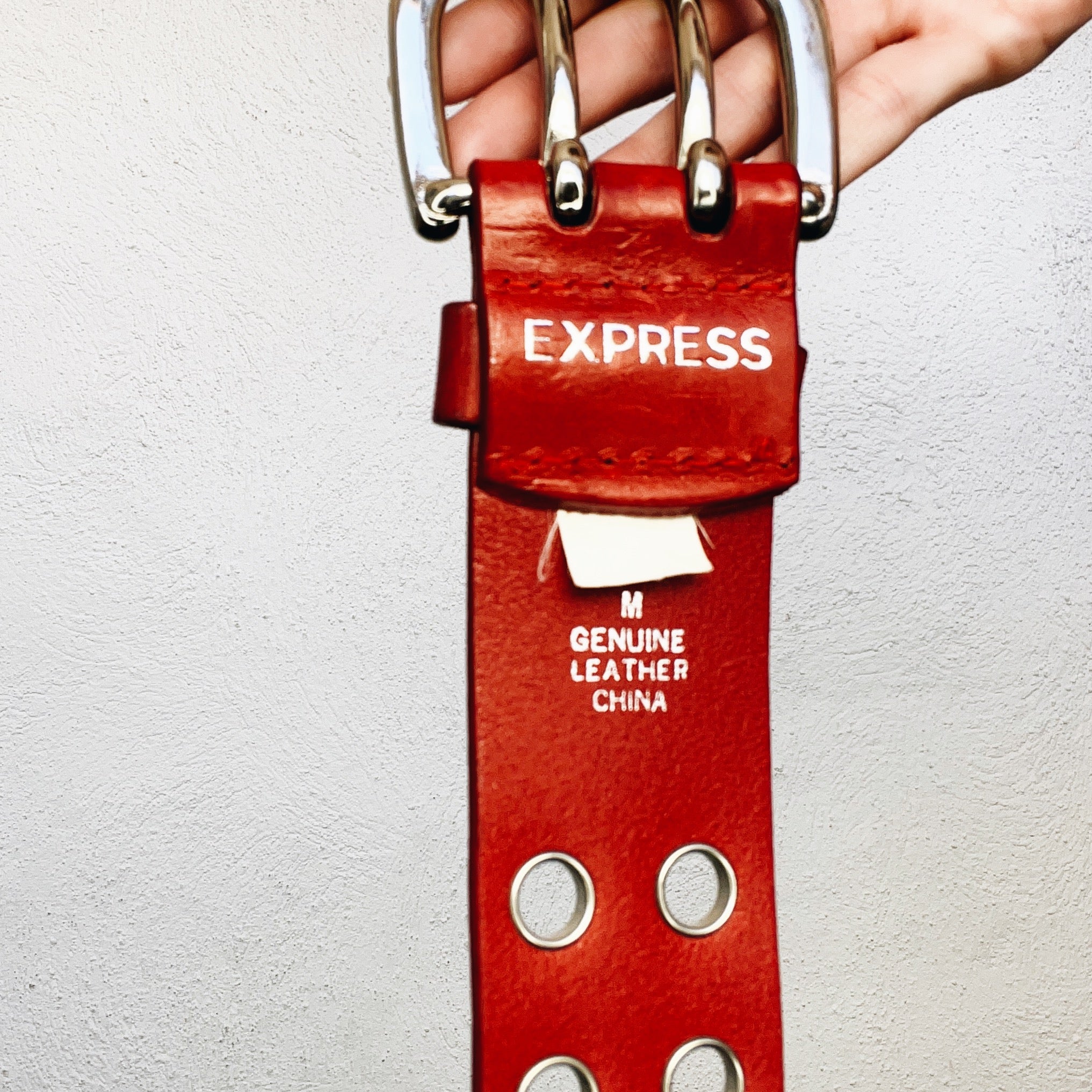 Red Leather Grommet Belt