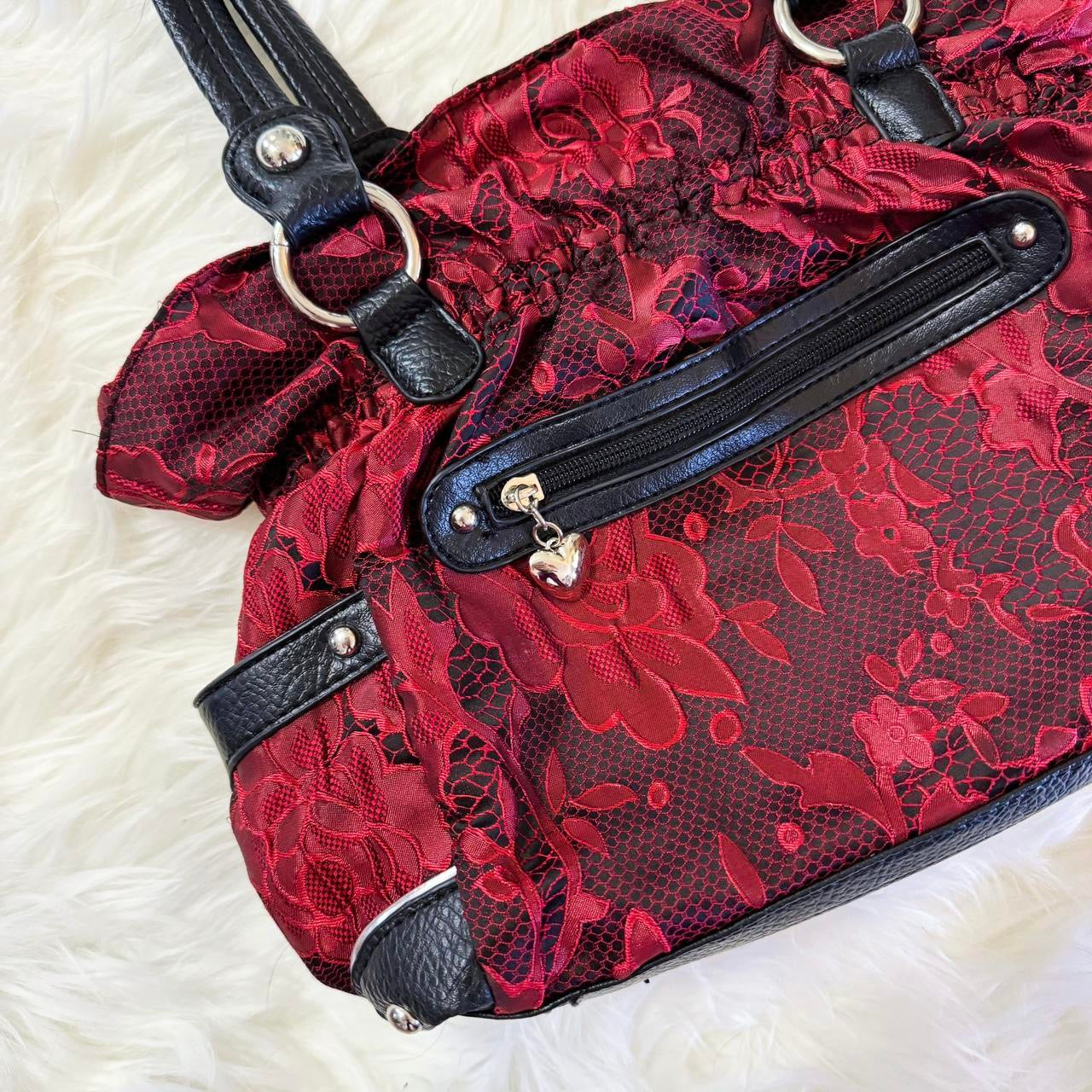 Y2K Leather & Lace Buckle Bag