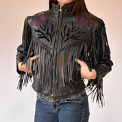 Vintage Leather Fringe Jacket (XS)