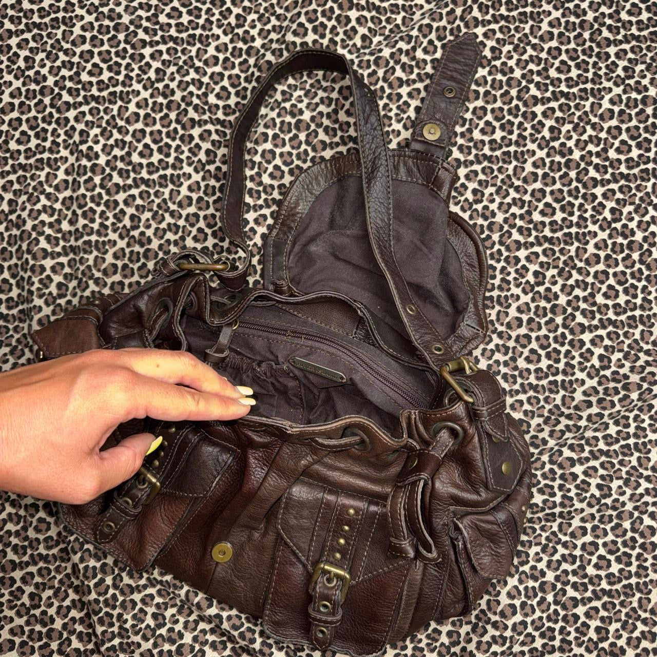River Island Vintage Brown Leather Satchel Bag