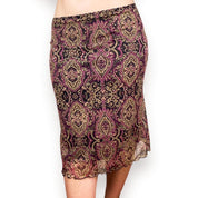 90s Paisley Mesh Midi Skirt (M)