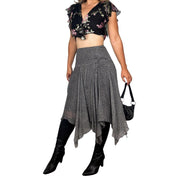 Silk Drawstring Detail Midi Skirt (S)