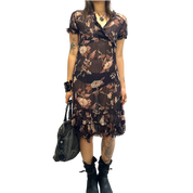Vintage Italian Sheer Floral Summer Dress (M)