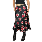 2000s Floral Satin Midi Skirt (M)