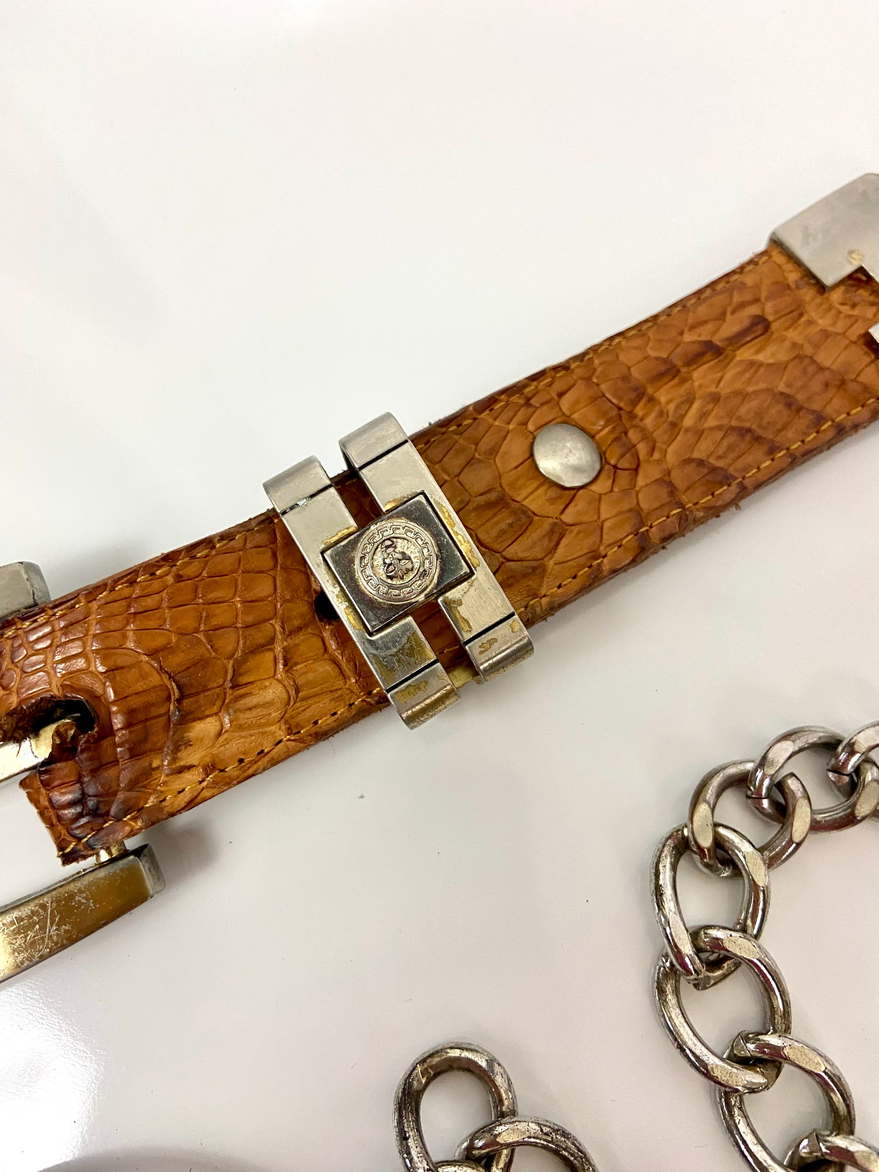 Reworked Vintage Leather Chain Belt