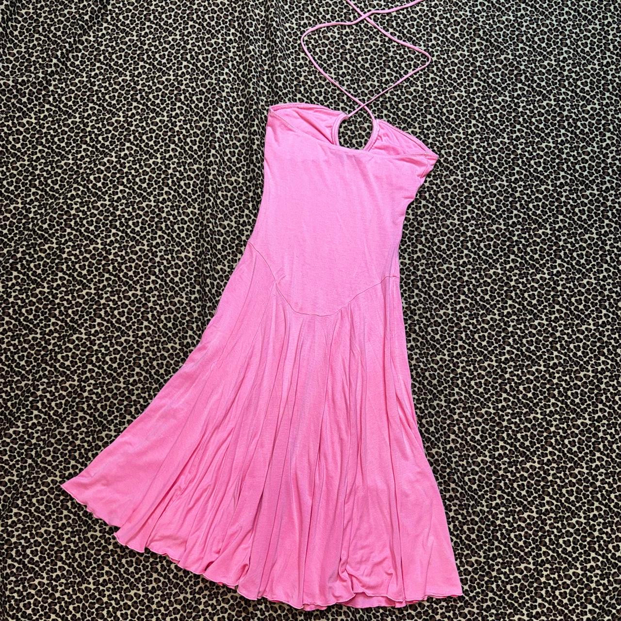 Betsey Johnson New York Vintage Pink Halter Neck Midi Dress (S)