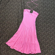 Betsey Johnson New York Vintage Pink Halter Neck Midi Dress (S)