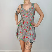 Vintage Floral Satin Minidress (Small)