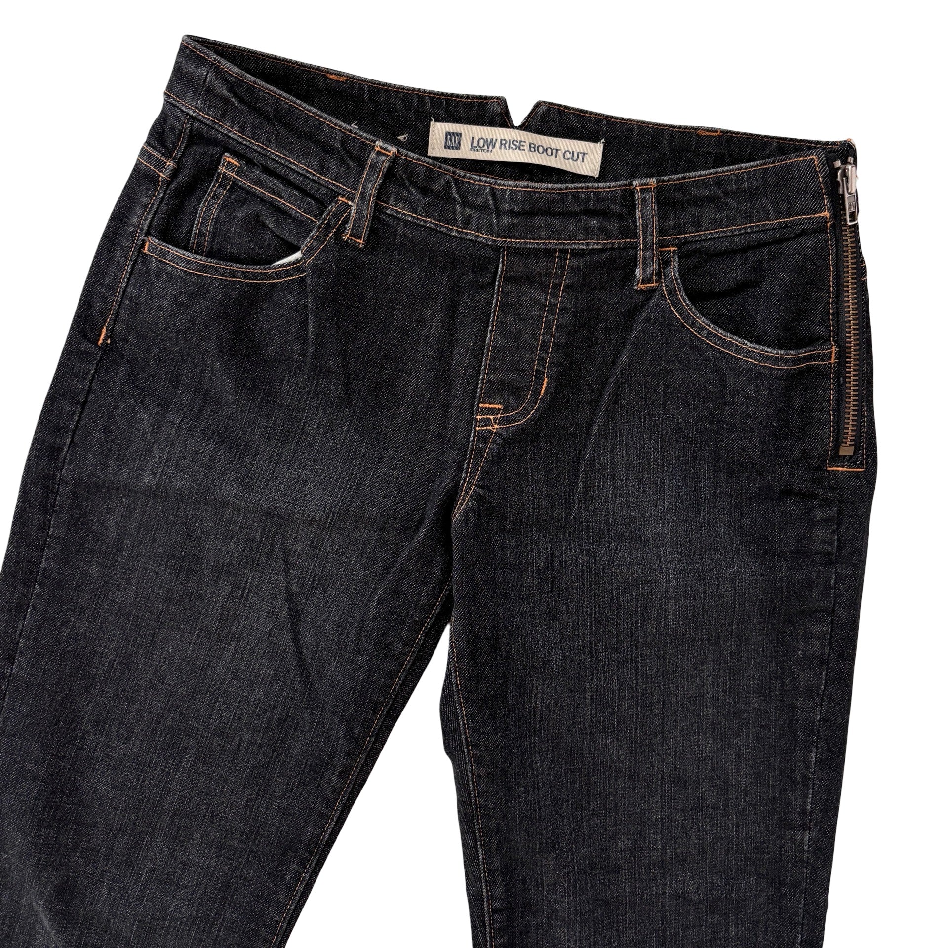 Y2K Side Zip Jeans - Black Wash (S)