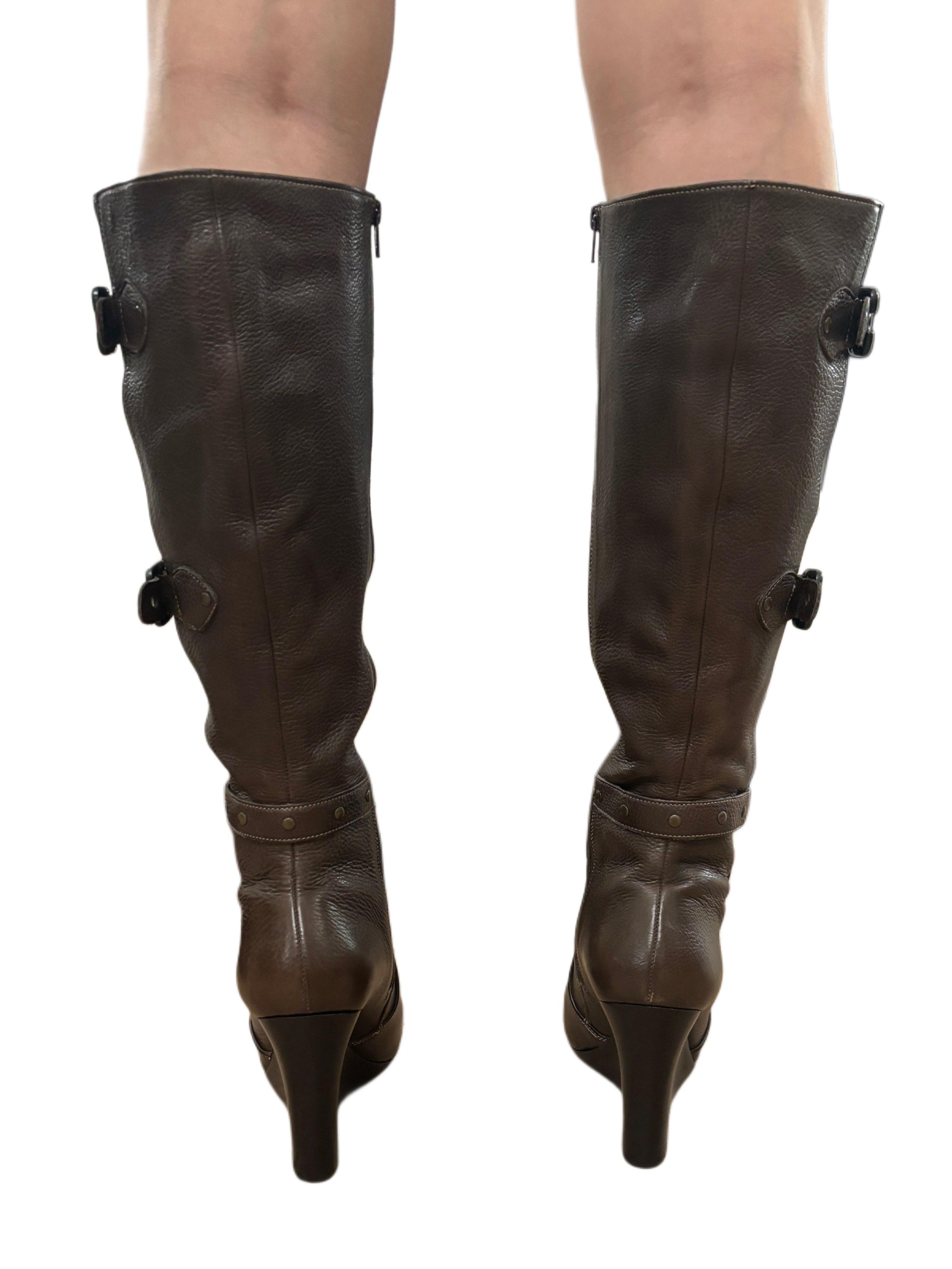y2k leather buckle Via Spiga boots