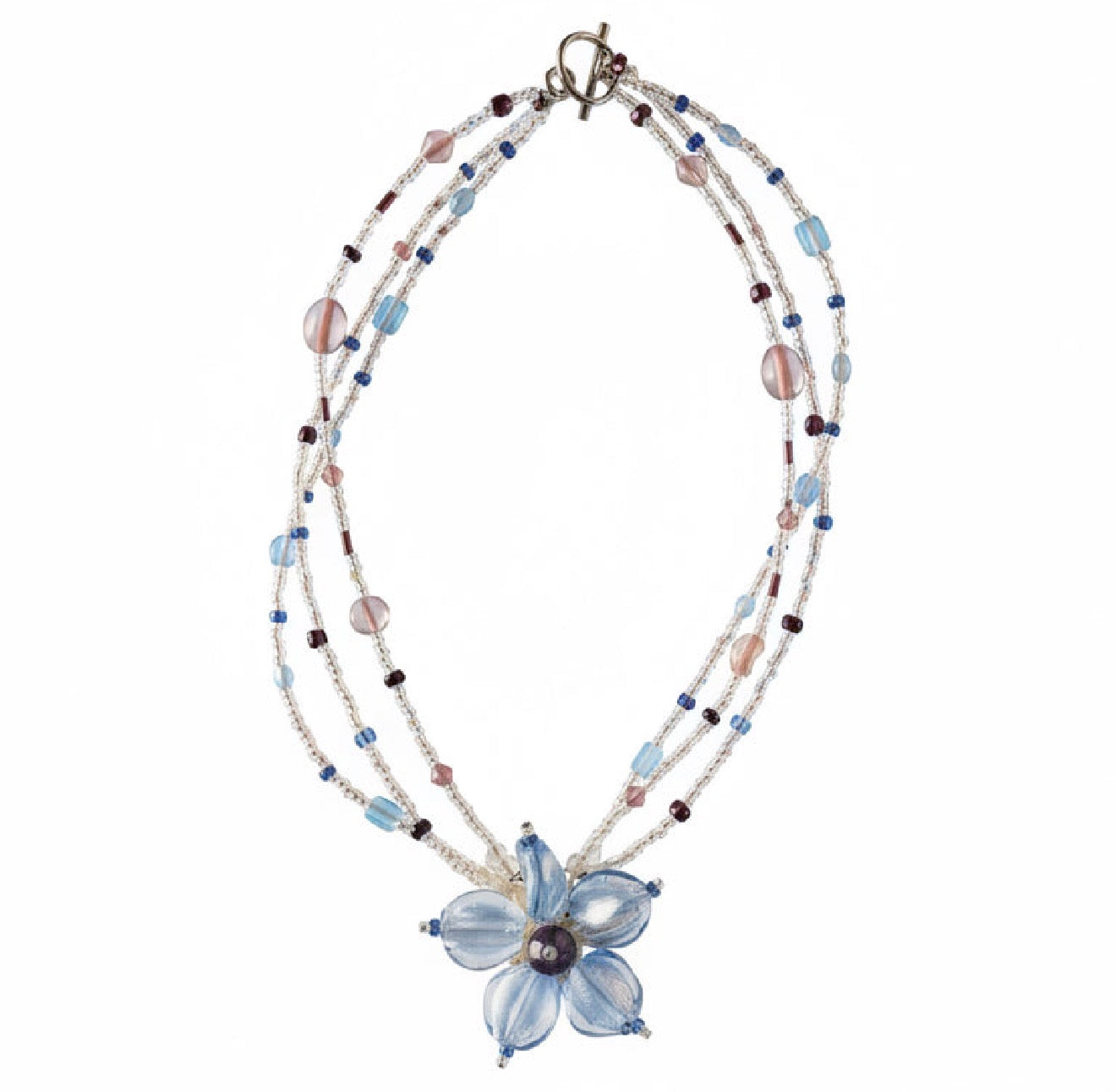 Blue Floral Beaded Necklace