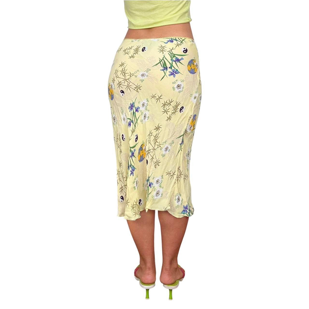 Yellow Yin Yang Midi Skirt (S/M)
