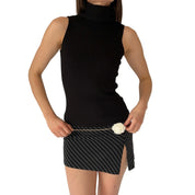 2000s Noir Ribbed Sleeveless Turtleneck (XS/S)