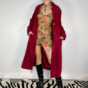 Vintage Maroon Suede Trench