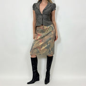 Vintage Comic Bombshell Print Midi Skirt (S)