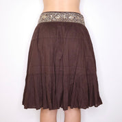 Y2K Brown Beaded Boho Midi Skirt (XS/S)