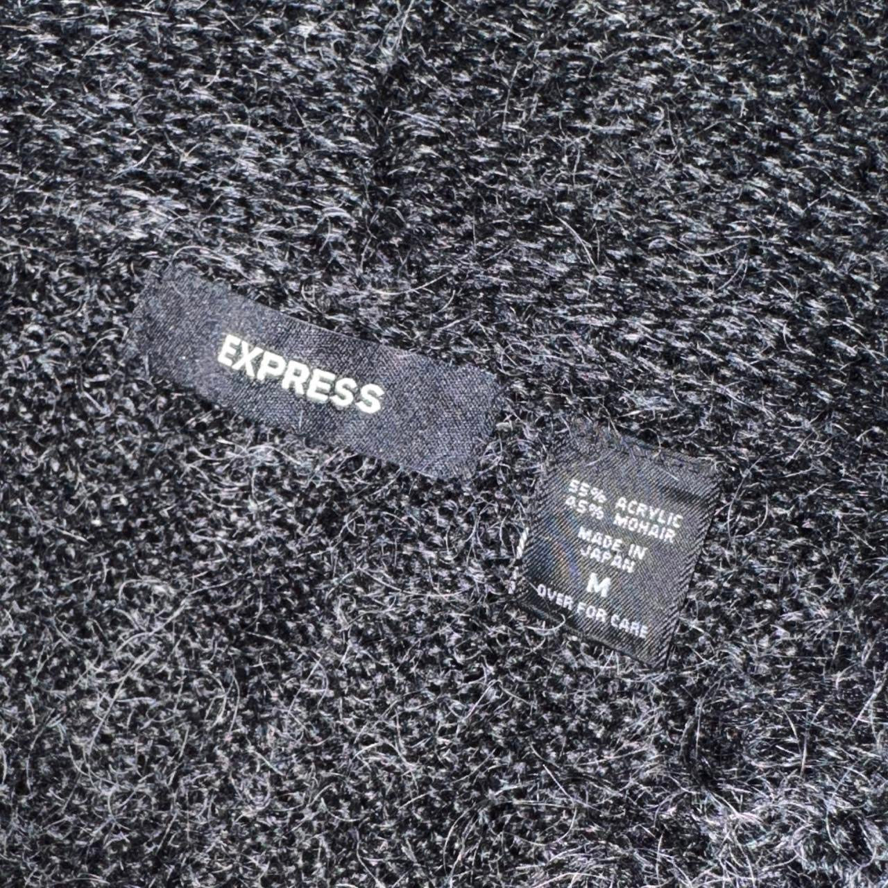 Express Dark Grey Shag Trim Knit Duster Cardigan (M)