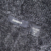 Express Dark Grey Shag Trim Knit Duster Cardigan (M)
