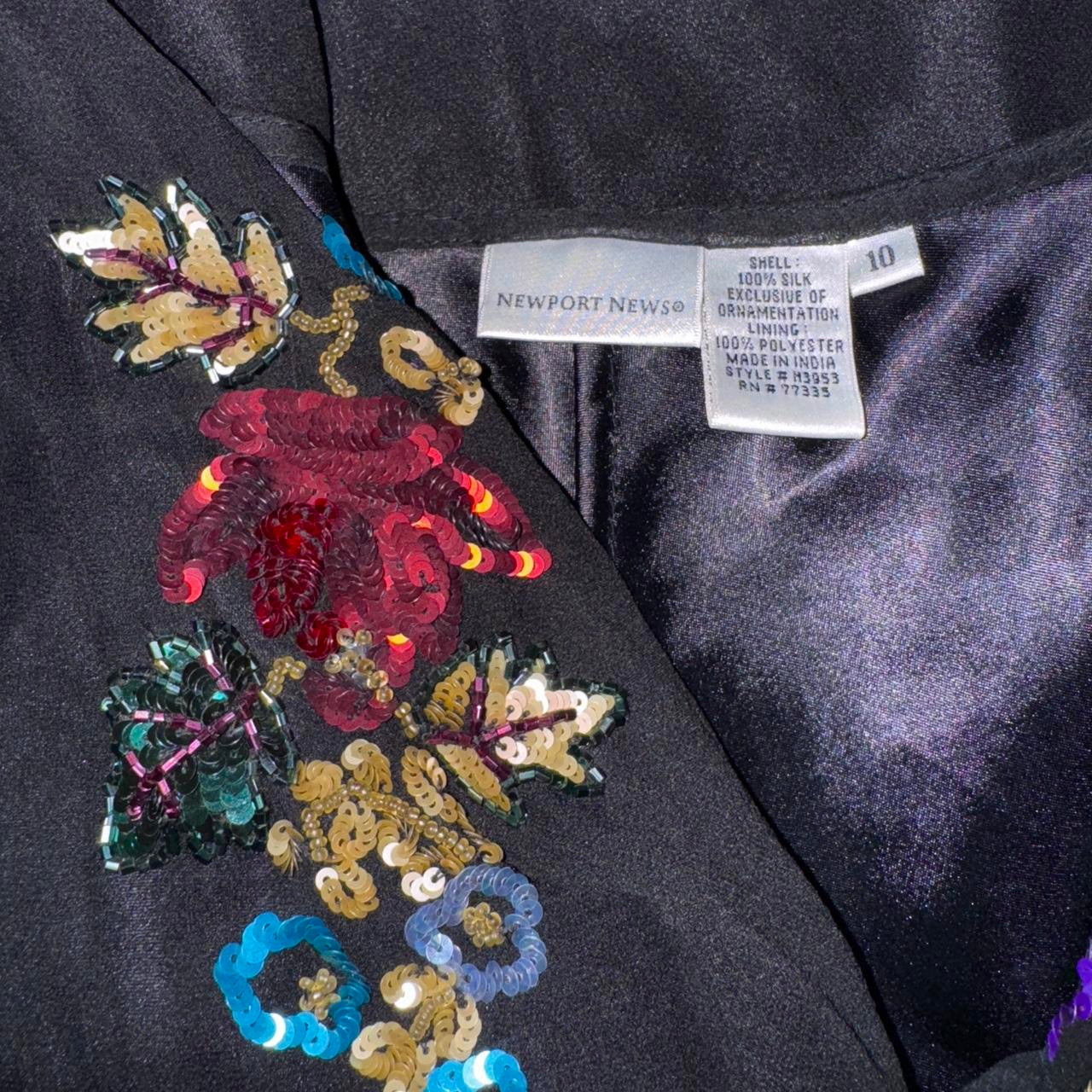 90s Beaded Silk Bell Sleeve Blouse (L)