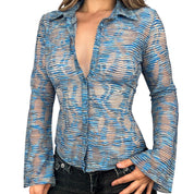 Vintage Bebe Mesh Bell Sleeve Blouse (M)