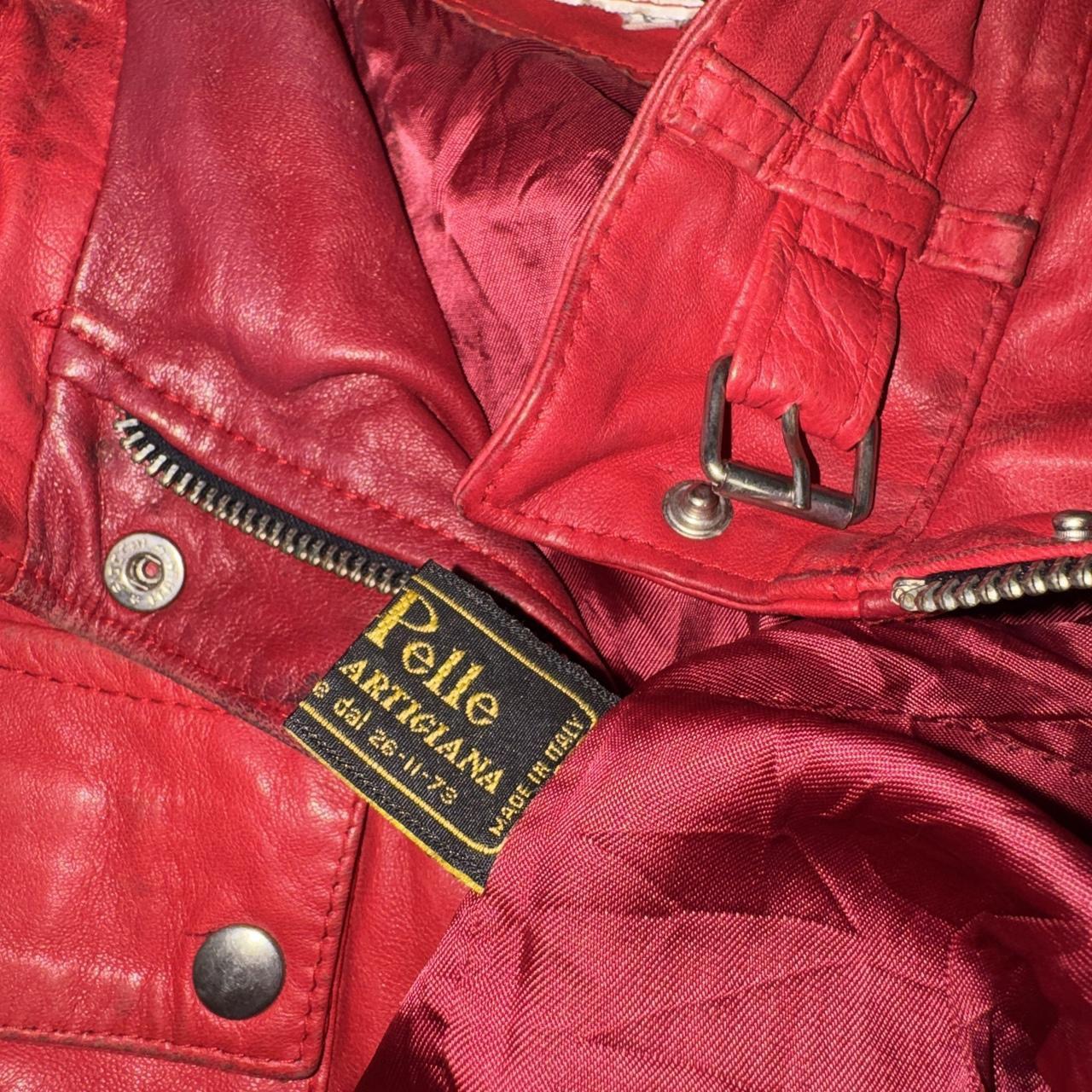 Valentino Italian Designer Red Leather Jacket (S/M)
