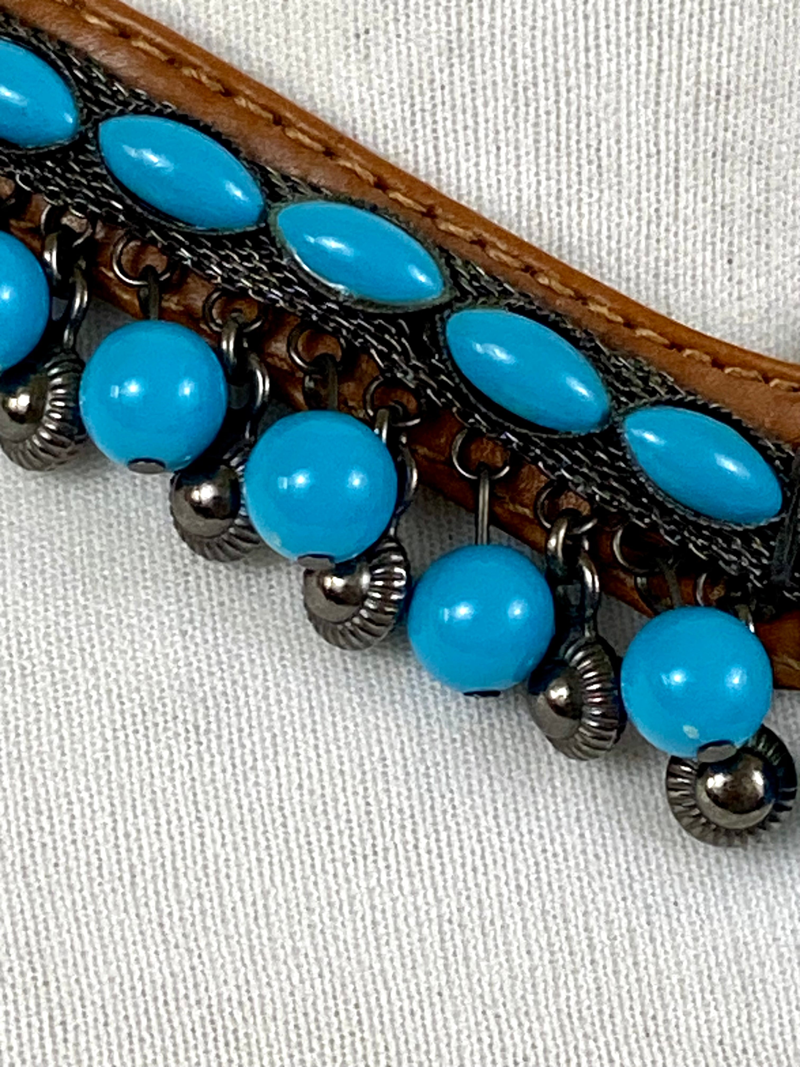 Leather & beads choker for
