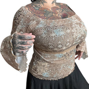 Y2K NOBO boho milkmaid top (M/L)