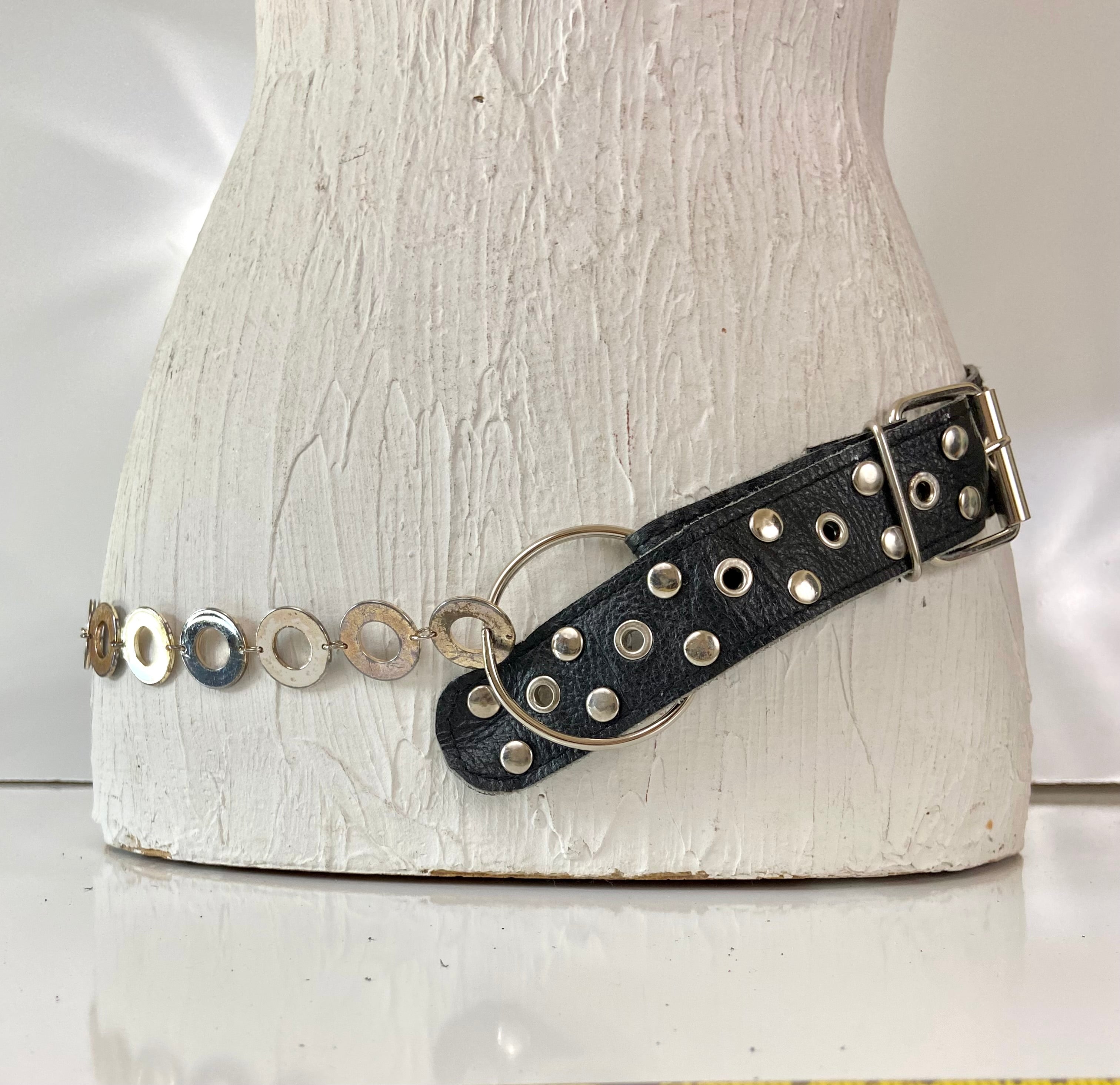 Black and Silver Chain Belt