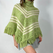 2000s Green & Cream Wool Poncho (M/L)