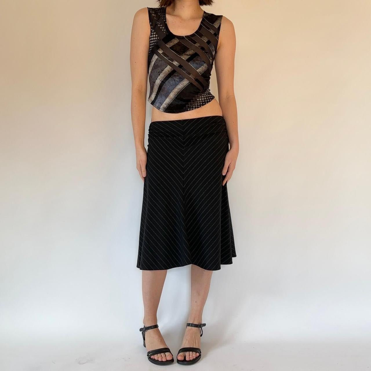 90s Pinstripe Midi Skirt (XS)