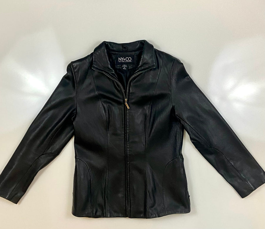NY&CO black leather jacket — Holy Thrift