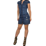Y2K Denim Cargo Mini Dress (M)
