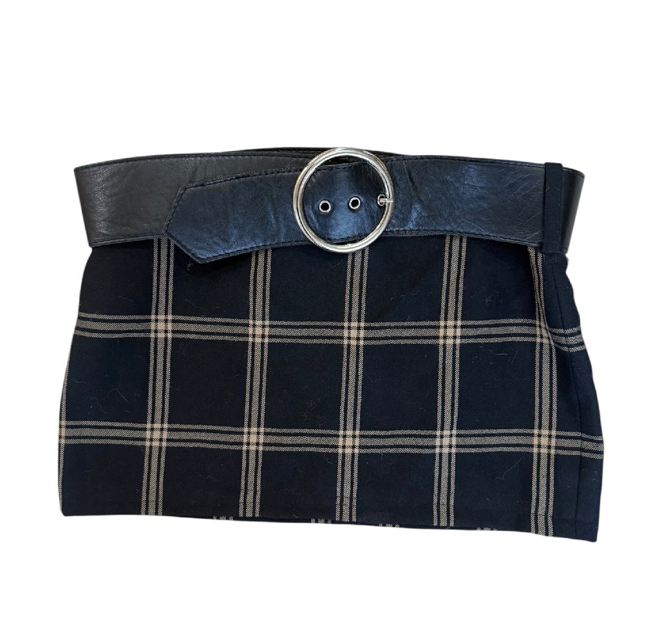 I.N.C Plaid Mini Skirt With Leather Belt (S)