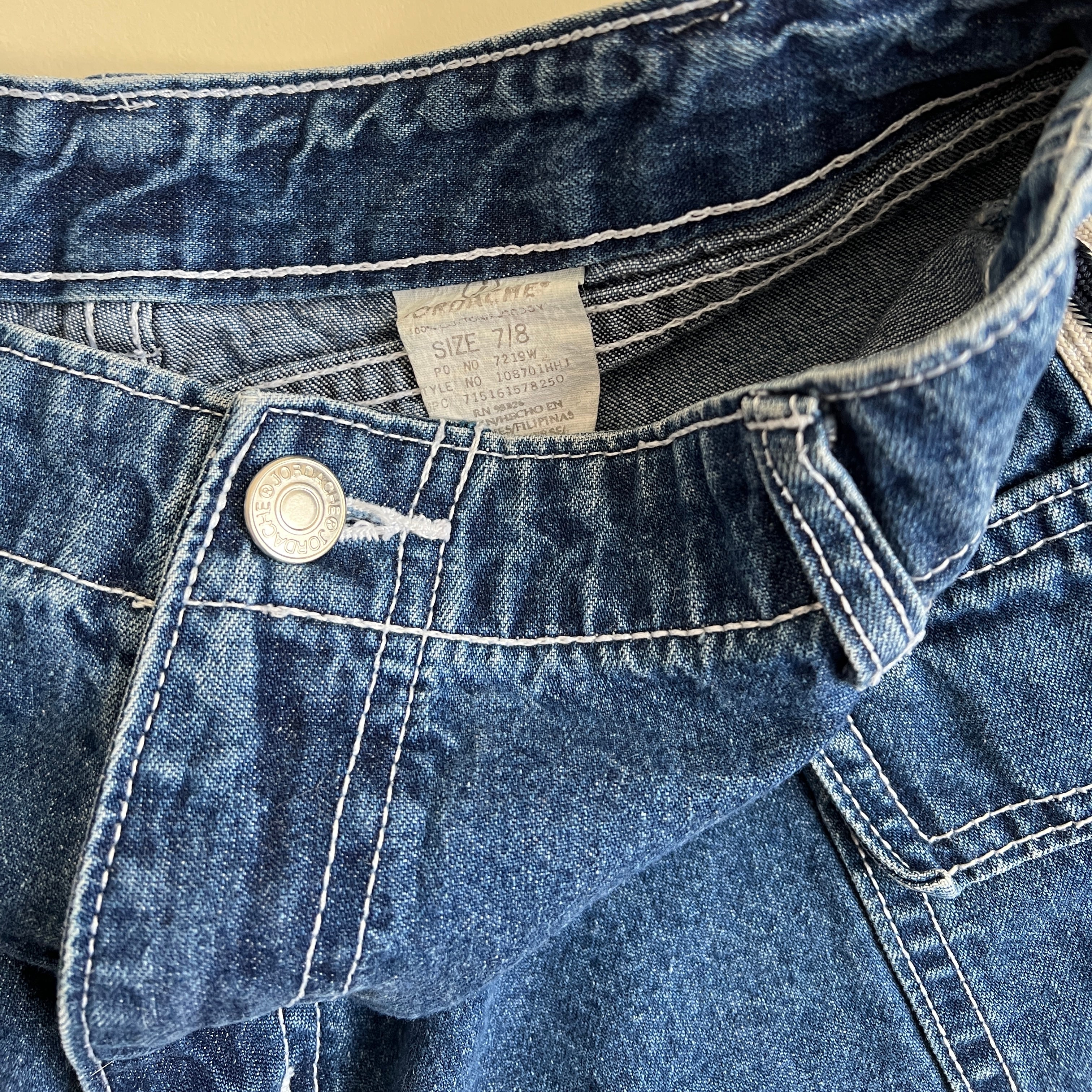 90s stripe denim cargo short (M)