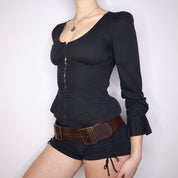 Y2K Black Hook and Eye Blouse (XS)