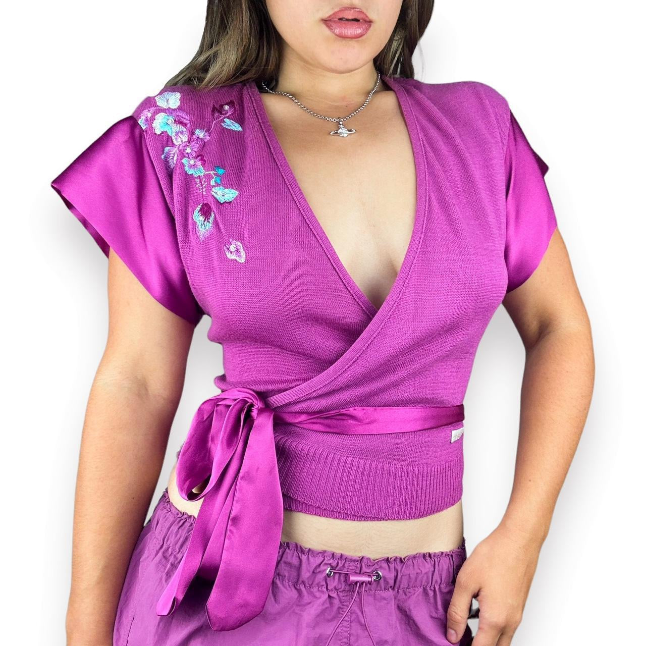 Y2K Baby Phat Orchid Wrap Top (M)