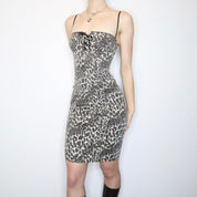 Y2K Sexy Bodycon Leopard Print Corset Dress (XS)